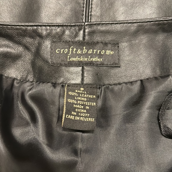 BLACK LEATHER SKIRT SIZE 8 LAMB SKIN CROFT & BARROW MIDI - Picture 7 of 8
